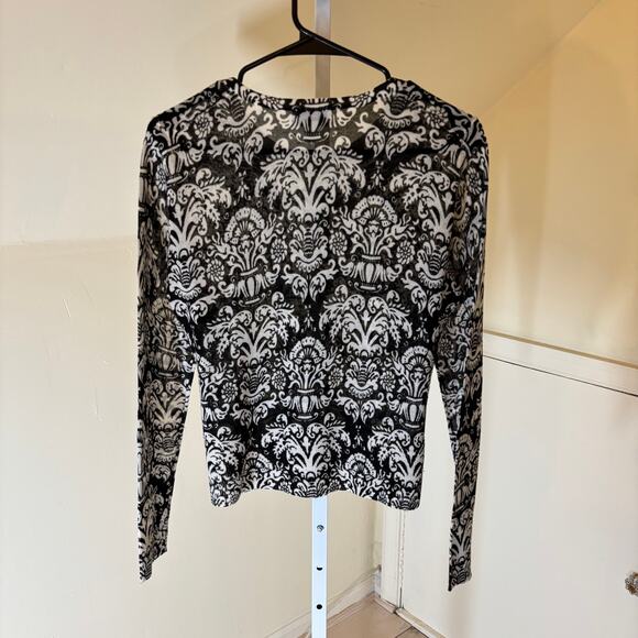 Ann Taylor Loft EUC Women's Black White Paisley Cardigan Sweater Lightweight S - Picture 4 of 5